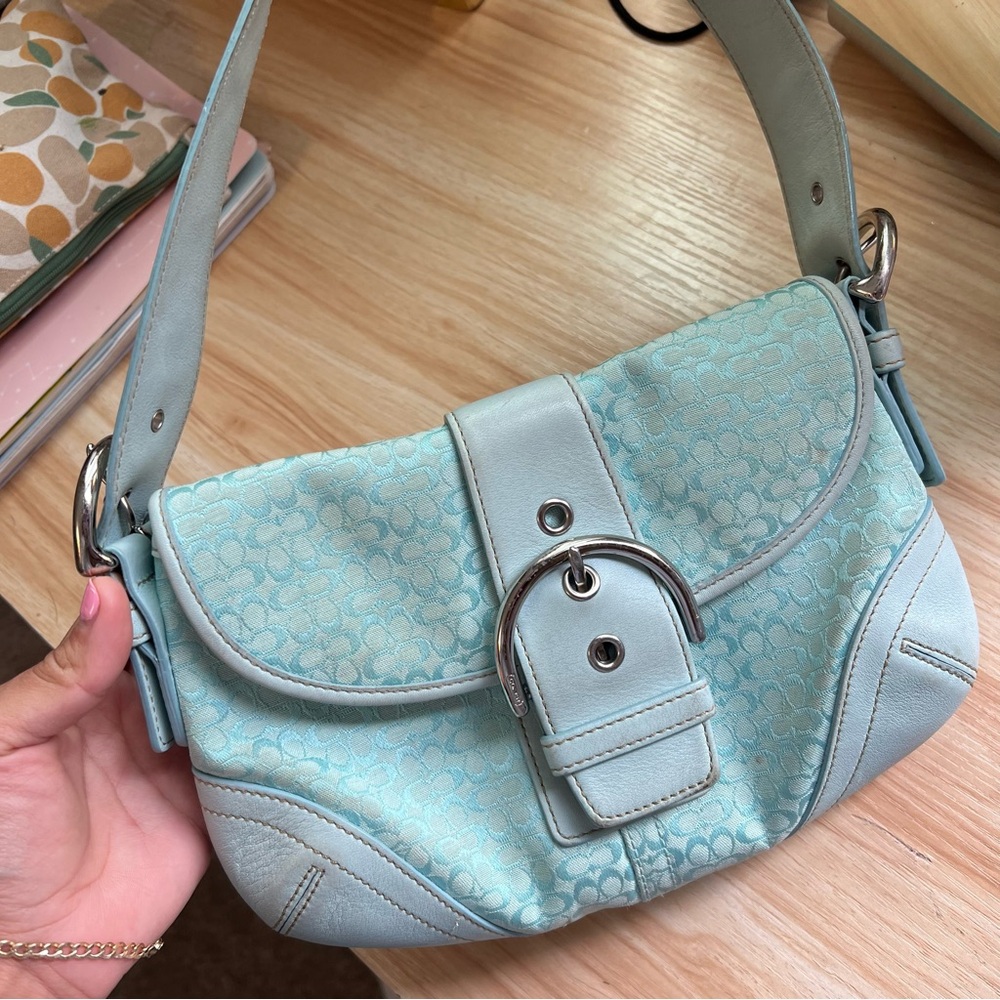 Vintage COACH SOHO Satchel Shoulder Jacquard, Leather Accents, silver hardware
